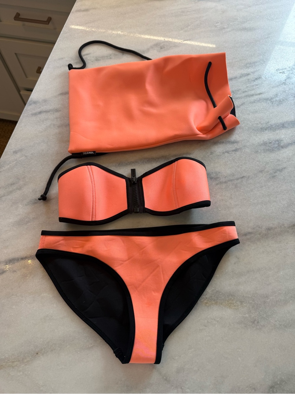 triangl swimwear Coral and Black Bikini Bottoms